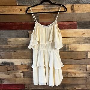 HYFVE Cream Ruffle‎ Cold Shoulder Dress Size Large